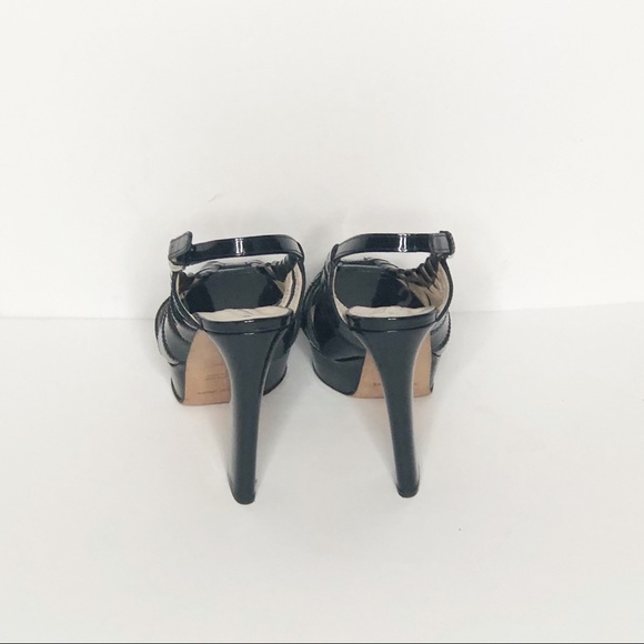 Giorgio Armani Black Patent Slingback Peeptoe Heels 6 - Picture 7 of 10